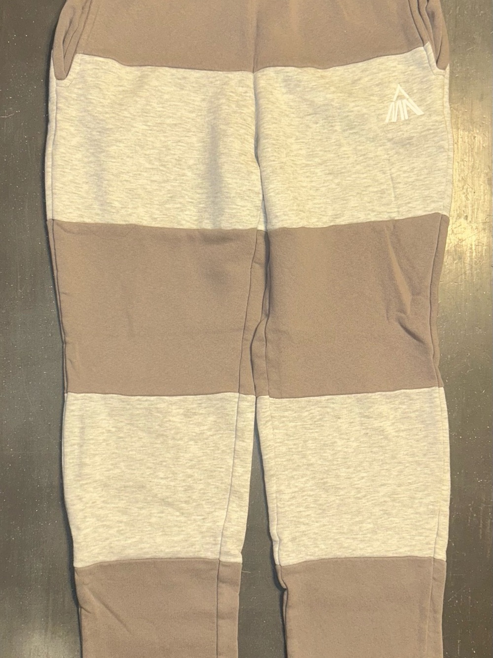 Boohoo men’s Taupe and Light Gray Colorblock Joggers